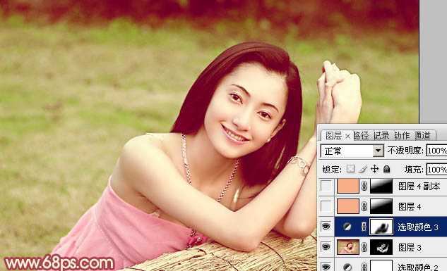 Photoshop将美女图片打造出甜美的春季粉红色