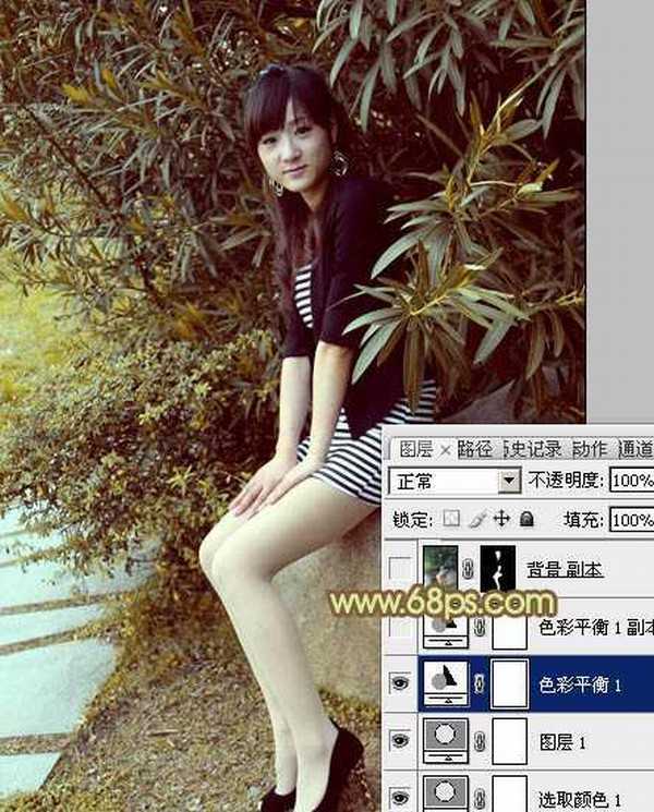 Photoshop为树林美女加上柔和的古典褐色调效果教程