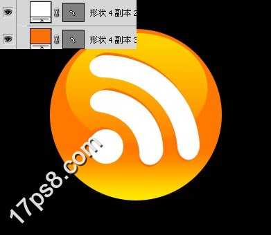 用photoshop打造高光橘色水晶RSS按钮