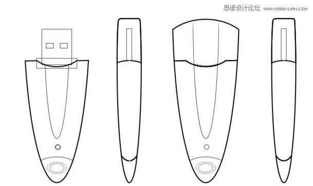 Coreldraw绘制黑色金属质感效果的立体U盘教程