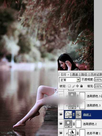 Photoshop将水景人物图片打造唯美的中性红褐色效果教程