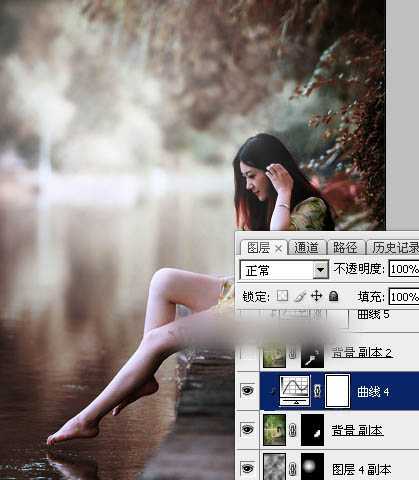 Photoshop将水景人物图片打造唯美的中性红褐色效果教程