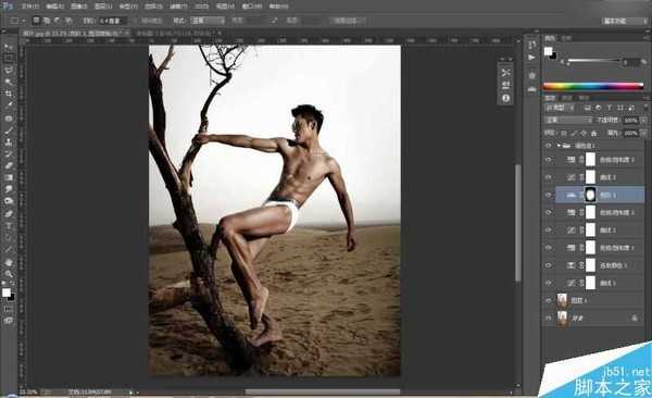 Photoshop调出金属质感肤色的男性模特效果图