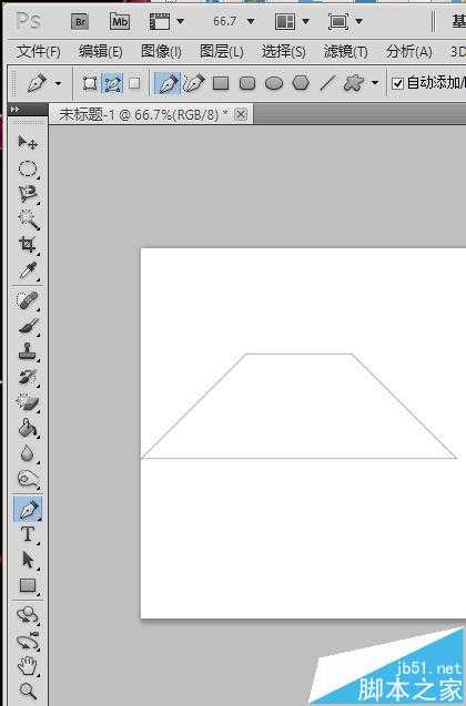 ps中怎么用钢笔工具绘制等腰梯形?