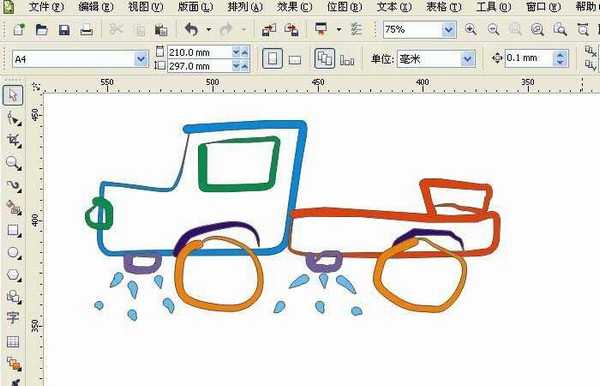 cdr怎么使用艺术笔工具随手画洒水车图形?