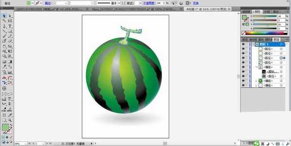 ai怎么画西瓜? ai手绘绿色大西瓜的教程
