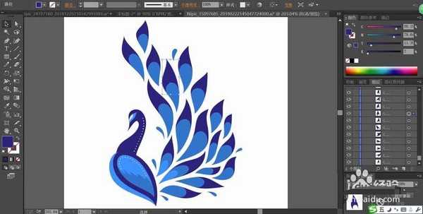 ai怎么手绘漂亮的蓝孔雀图标? ai孔雀的画法