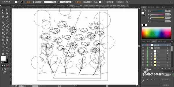 ai怎么手绘热带鱼群插画? ai适量插画的绘制方法