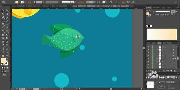 ai怎么手绘热带鱼群插画? ai适量插画的绘制方法