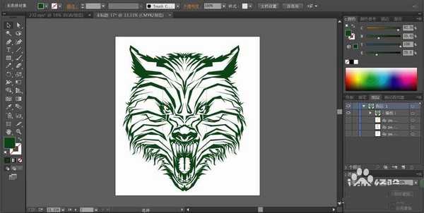 ai怎么绘制绿狼头像? ai绿狼标志的画法