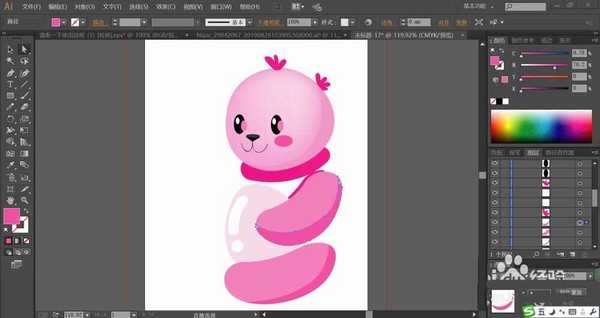 ai怎么绘制粉色小熊? ai小粉熊的画法