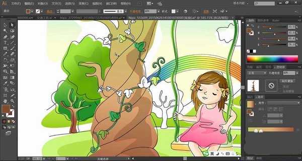 ai怎么手绘荡秋千场景插画? ai荡秋千矢量图的画法